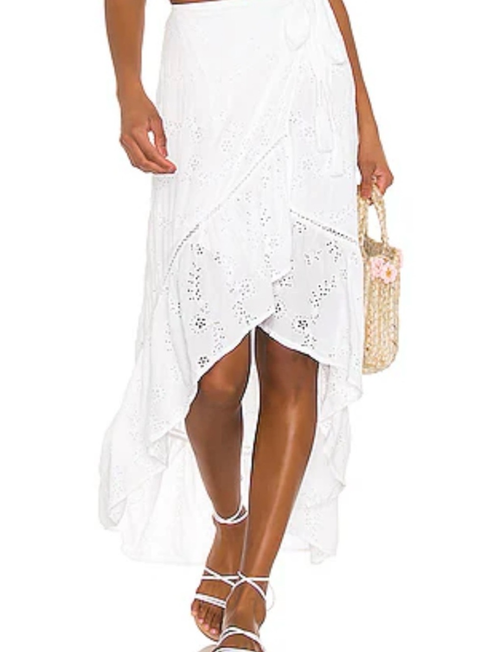 Young Fabulous & Broke Elena White High-Low Eyelet Skirt